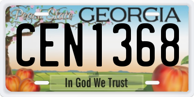 GA license plate CEN1368