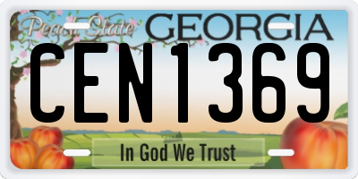 GA license plate CEN1369