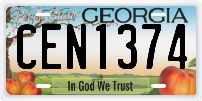 GA license plate CEN1374