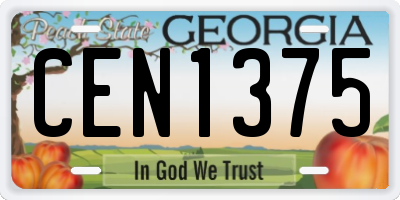 GA license plate CEN1375