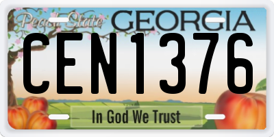 GA license plate CEN1376