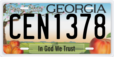 GA license plate CEN1378