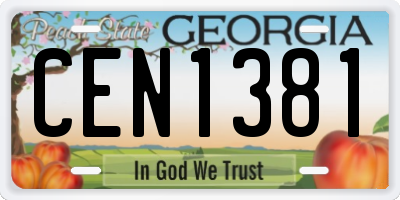 GA license plate CEN1381