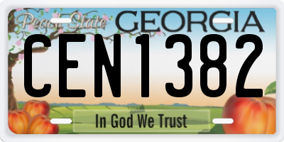 GA license plate CEN1382