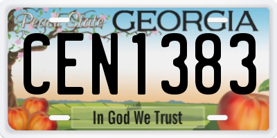 GA license plate CEN1383