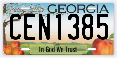 GA license plate CEN1385