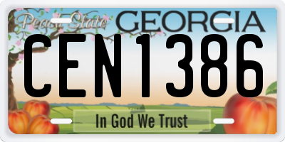 GA license plate CEN1386