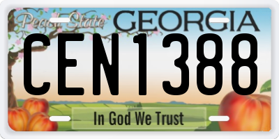 GA license plate CEN1388