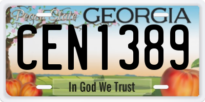 GA license plate CEN1389