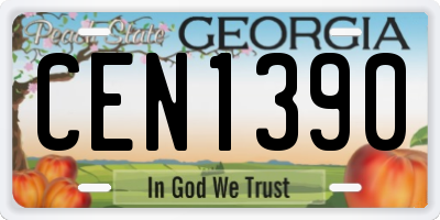GA license plate CEN1390