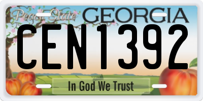 GA license plate CEN1392