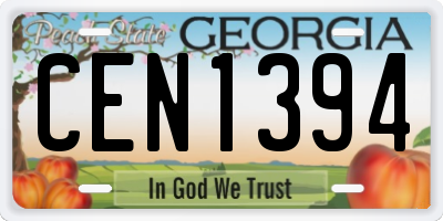 GA license plate CEN1394