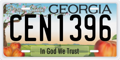 GA license plate CEN1396