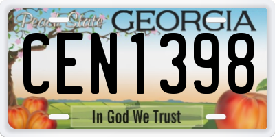 GA license plate CEN1398