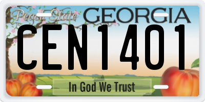 GA license plate CEN1401