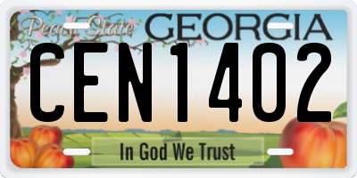 GA license plate CEN1402