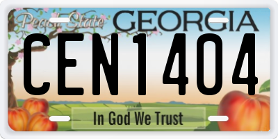 GA license plate CEN1404