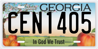 GA license plate CEN1405