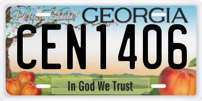 GA license plate CEN1406