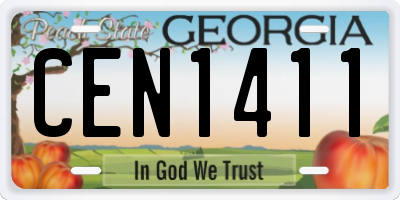 GA license plate CEN1411