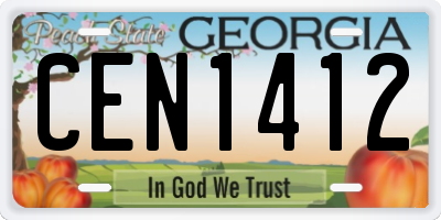 GA license plate CEN1412