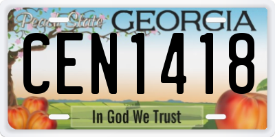 GA license plate CEN1418