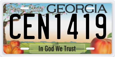 GA license plate CEN1419