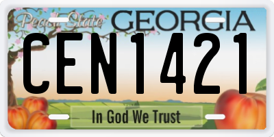 GA license plate CEN1421