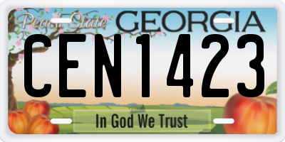 GA license plate CEN1423