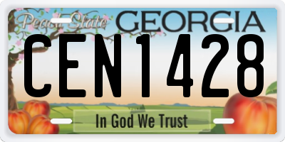 GA license plate CEN1428