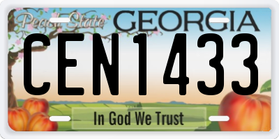 GA license plate CEN1433