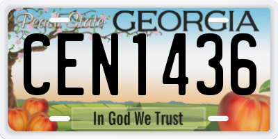 GA license plate CEN1436