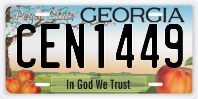 GA license plate CEN1449