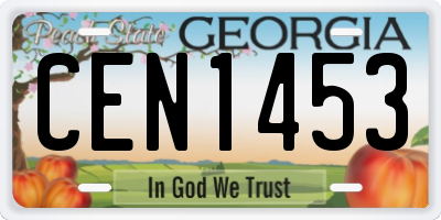 GA license plate CEN1453