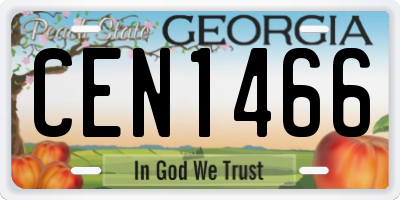 GA license plate CEN1466