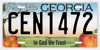 GA license plate CEN1472