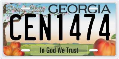 GA license plate CEN1474