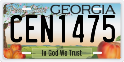 GA license plate CEN1475