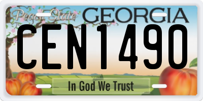 GA license plate CEN1490
