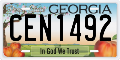 GA license plate CEN1492