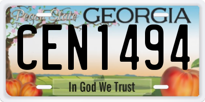 GA license plate CEN1494