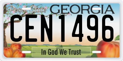 GA license plate CEN1496