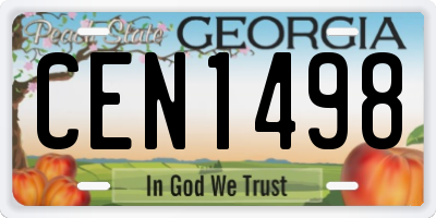 GA license plate CEN1498