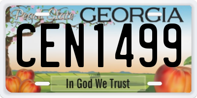 GA license plate CEN1499