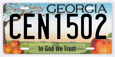 GA license plate CEN1502