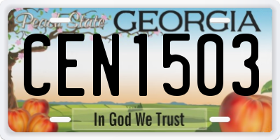 GA license plate CEN1503