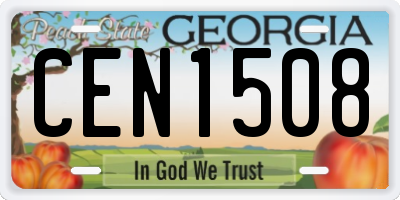 GA license plate CEN1508