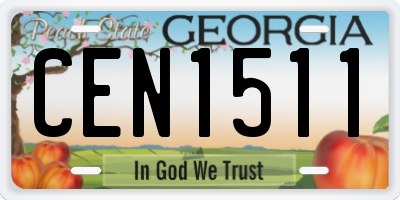 GA license plate CEN1511