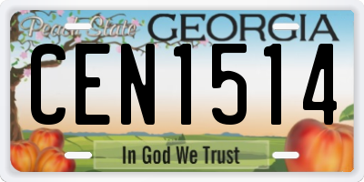 GA license plate CEN1514
