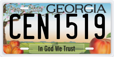 GA license plate CEN1519